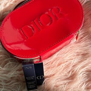 Dior Red Patent Vanity Pouch with Mini Lipstick 💄